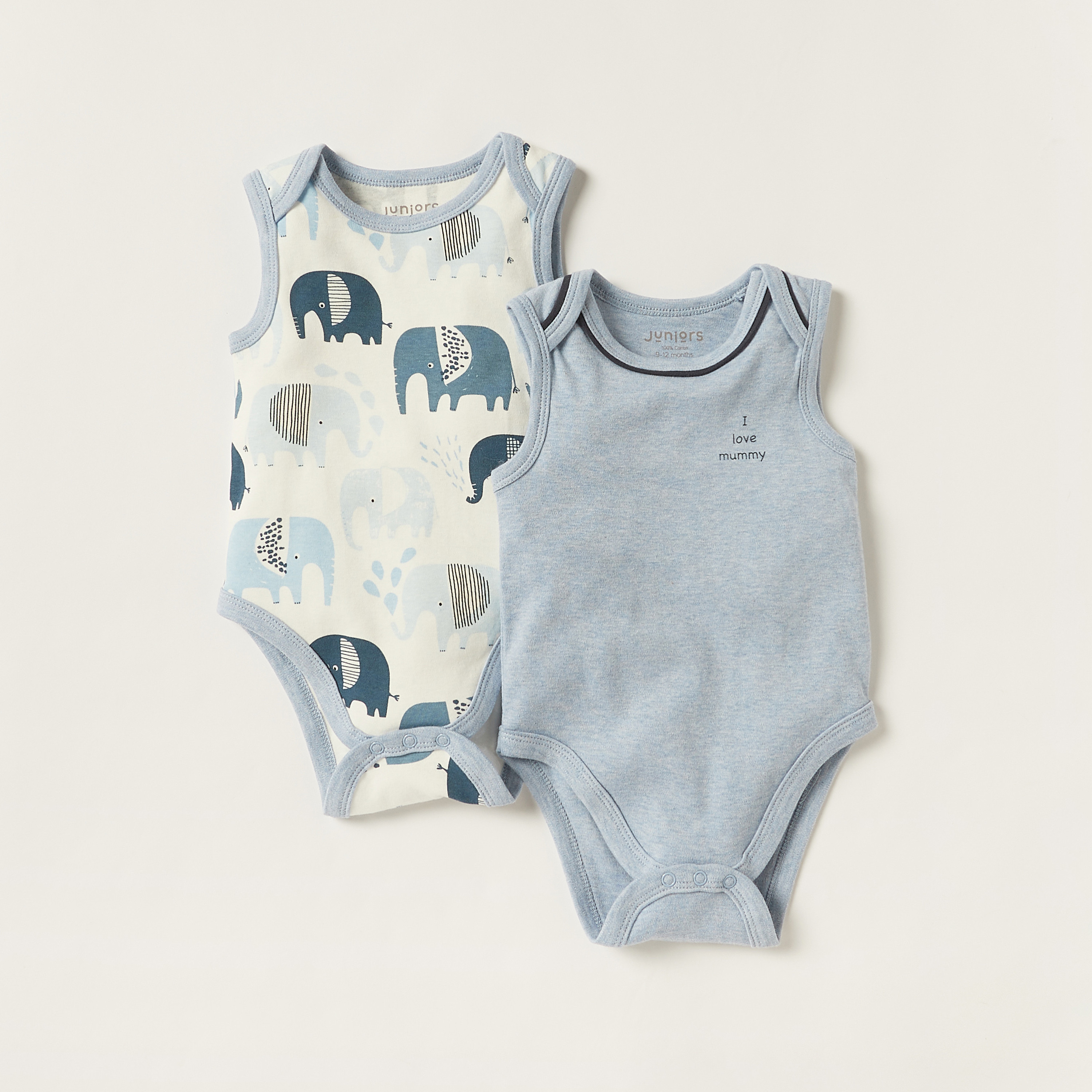 Juniors Printed Sleeveless Bodysuit with Round Neck - Set of 2-baby-boys-clothing-bodysuits-image-1