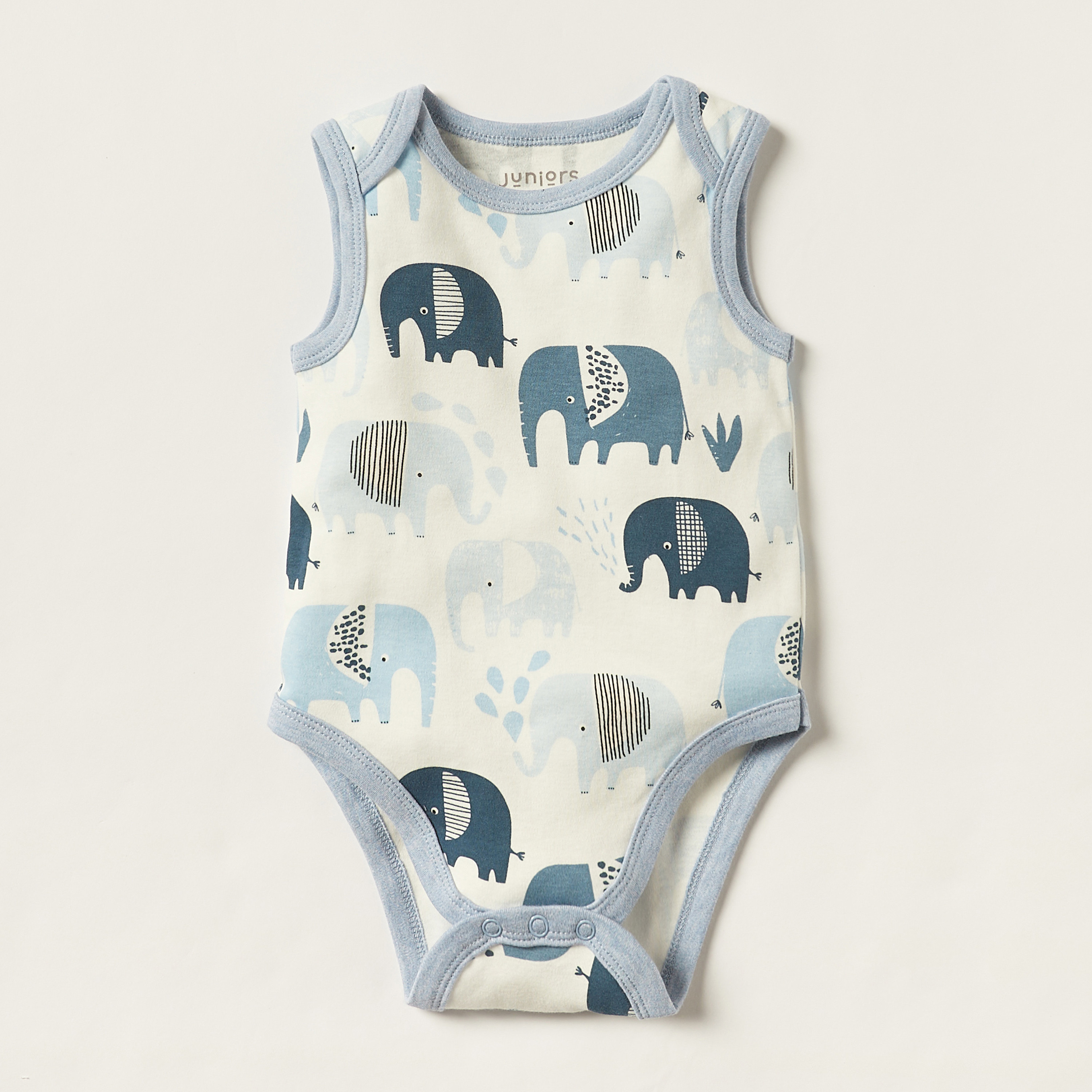Juniors Printed Sleeveless Bodysuit with Round Neck - Set of 2-baby-boys-clothing-bodysuits-image-4