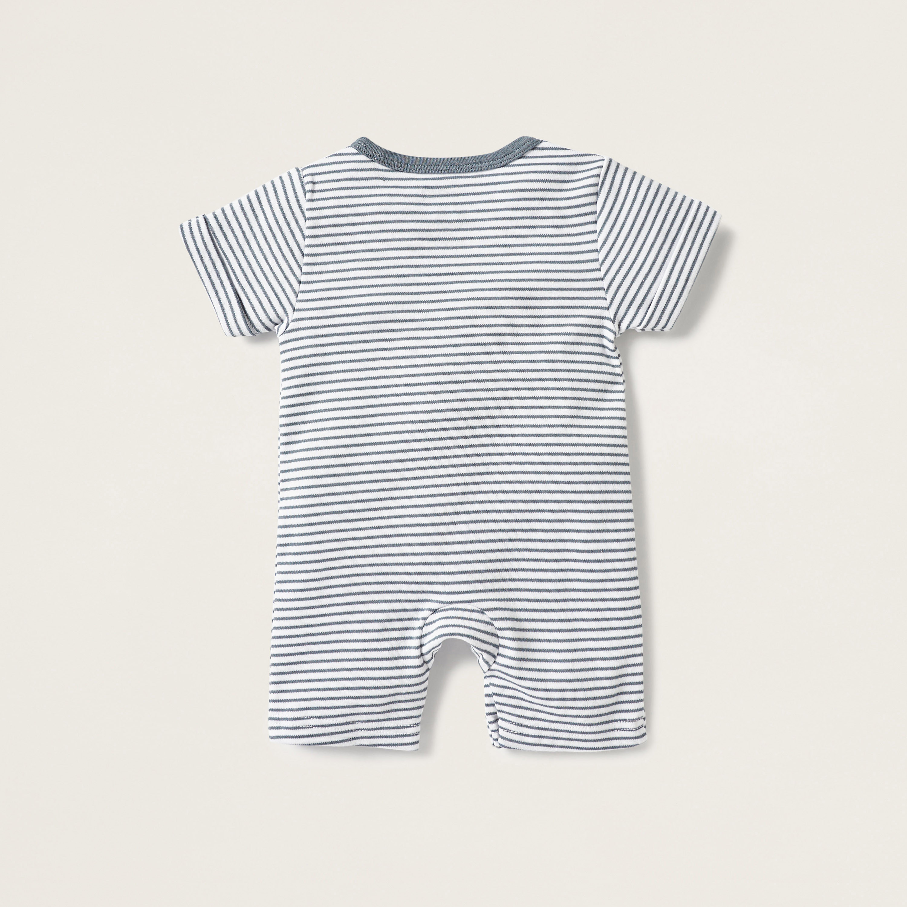 Juniors Striped Romper with Embroidery Detail-baby-boys-clothing-winterwear-rompers-image-4