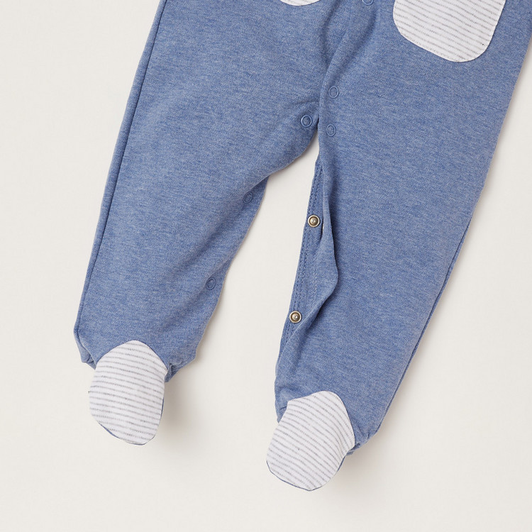 Juniors Striped Closed Feet Sleepsuit with Long Sleeves and Pockets
