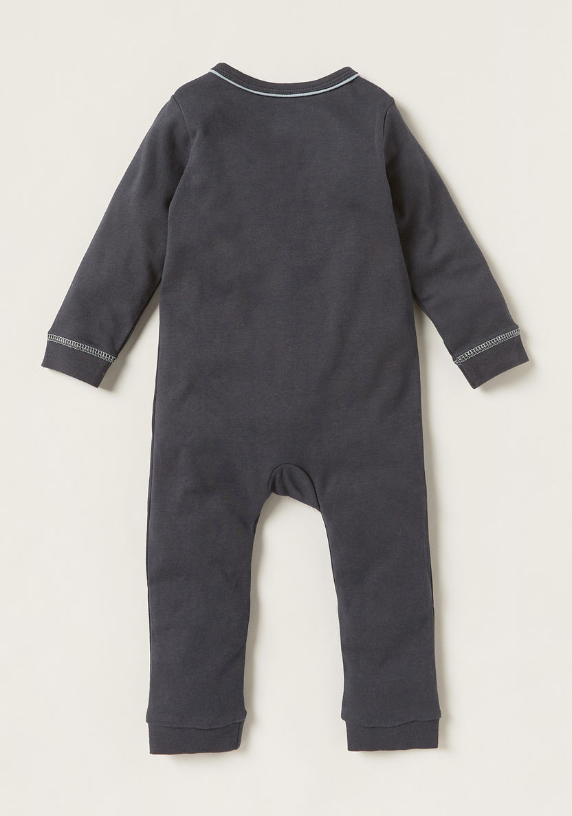 Juniors Embroidered Closed Feet Sleepsuit with Round Neck and Long Sleeves-Sleepsuits-image-3