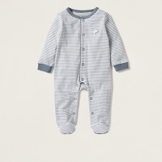Juniors Striped Sleepsuit with Button Closure