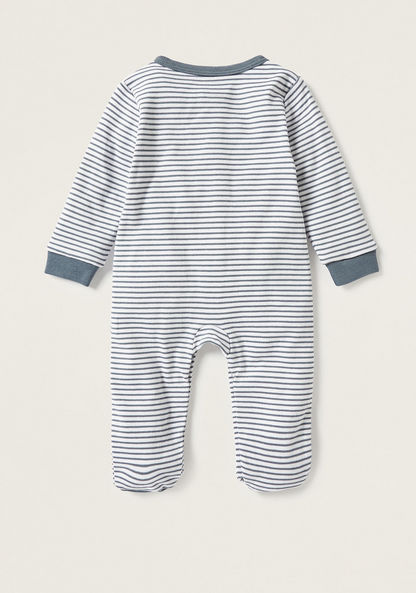 Juniors Striped Sleepsuit with Button Closure-Sleepsuits-image-3