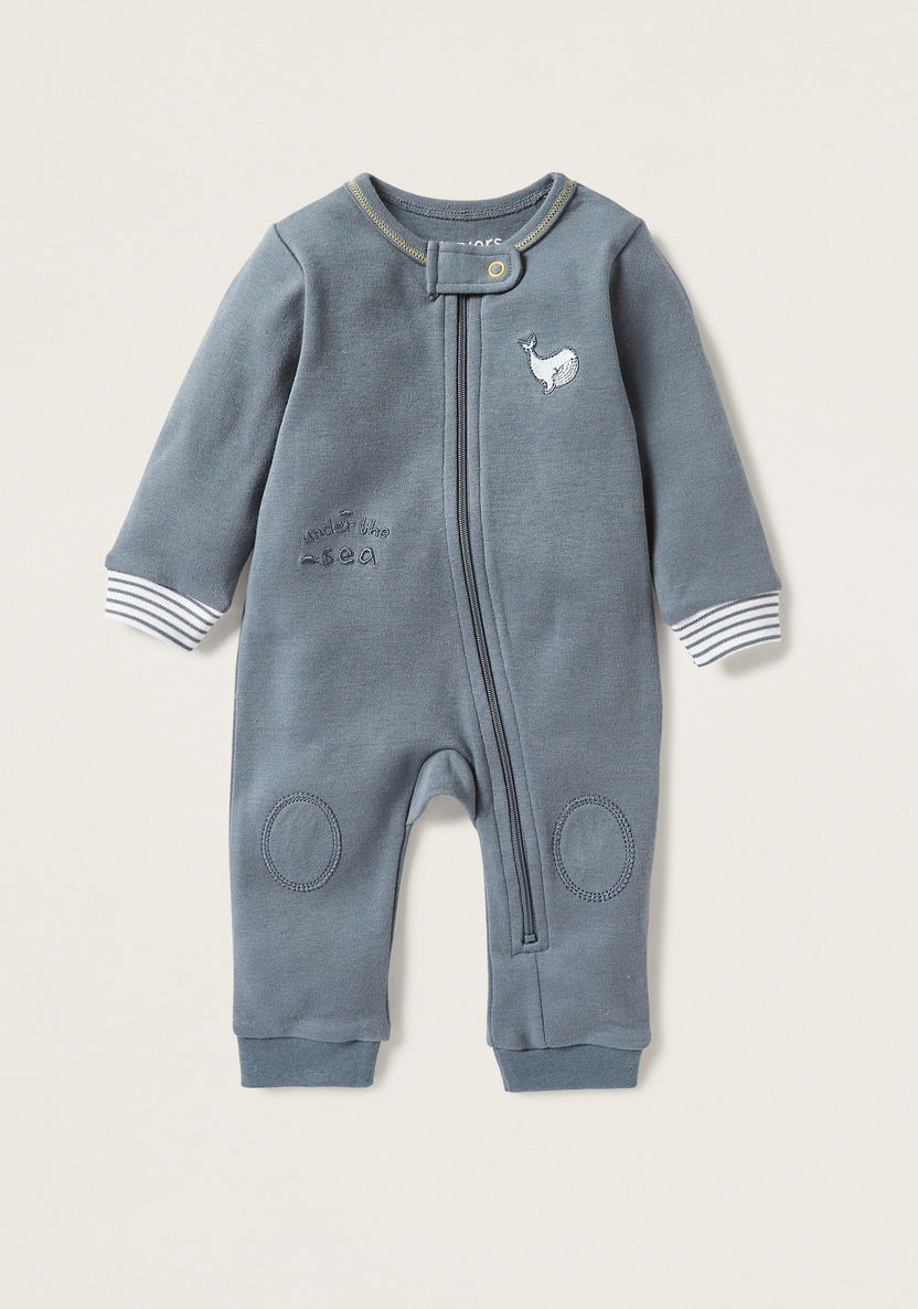 Juniors Embroidered Sleepsuit with Zip Closure-Sleepsuits-image-0