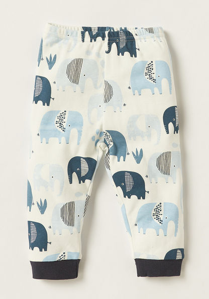 Juniors Elephant Print Round Neck T-shirt and Pyjama Set