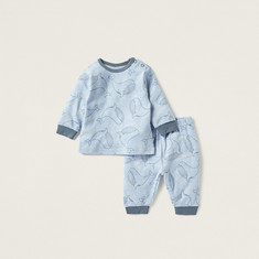 Juniors Whale Print Long Sleeves T-shirt and Pyjamas Set