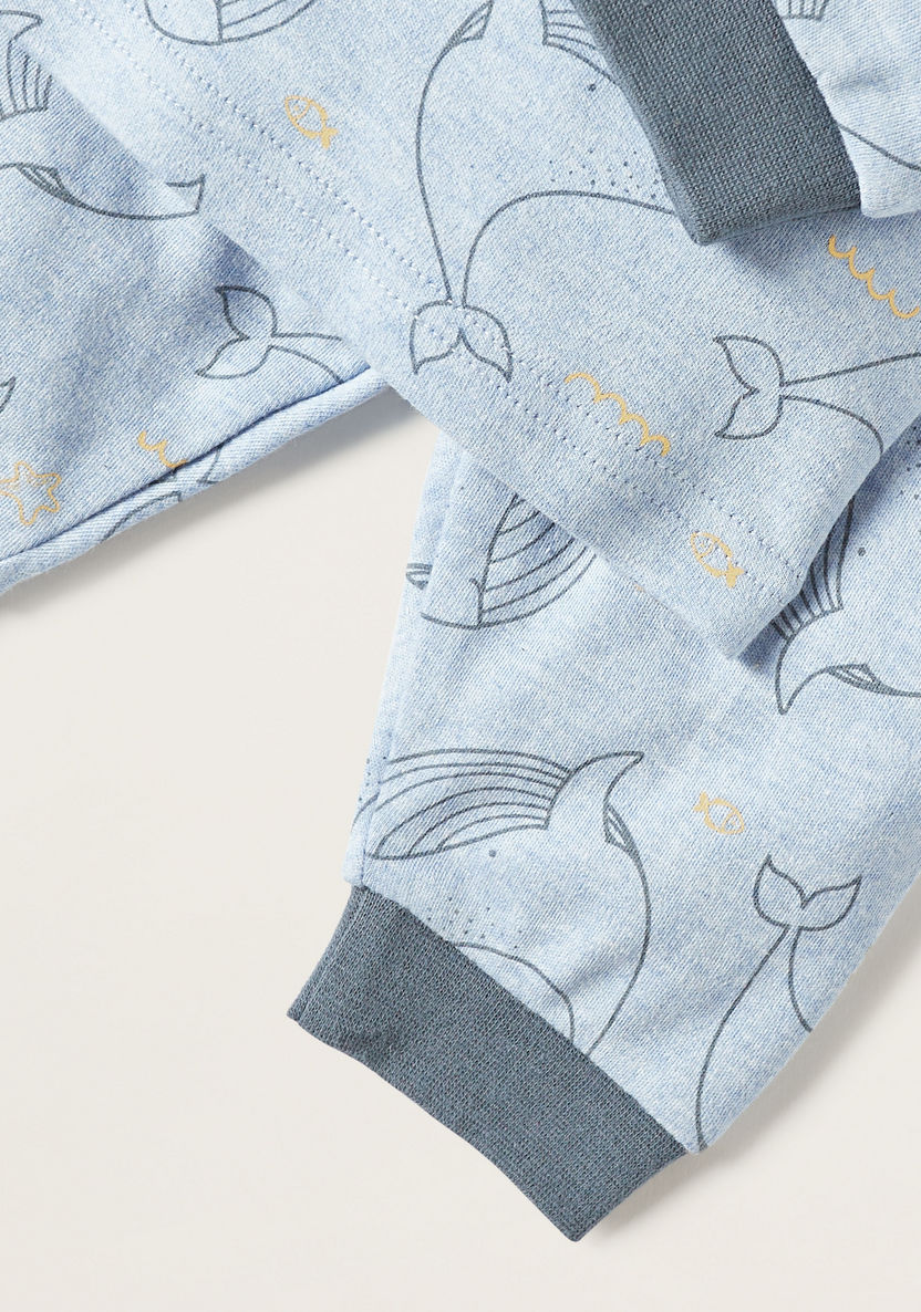 Juniors Whale Print Long Sleeves T-shirt and Pyjamas Set-Pyjama Sets-image-4