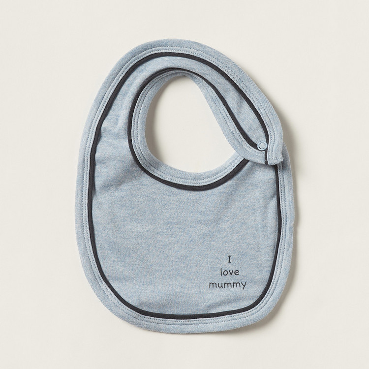 Juniors Printed Bib with Piping Detail and Snap Button Closure