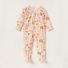 Juniors All Over Print Closed Feet Sleepsuit with Round Neck and Long Sleeves