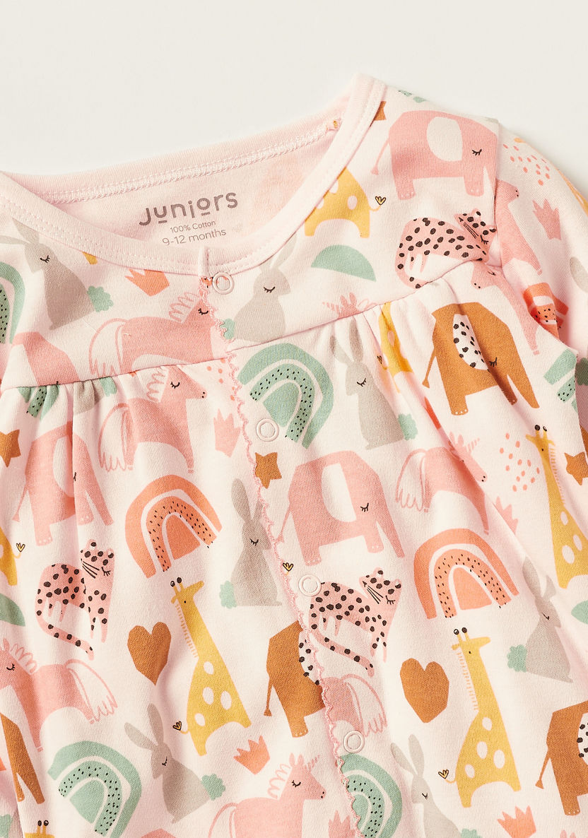 Juniors All Over Print Closed Feet Sleepsuit with Round Neck and Long Sleeves-Sleepsuits-image-1