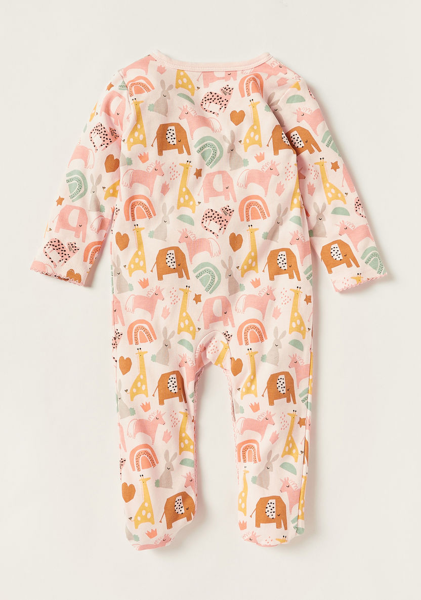 Juniors All Over Print Closed Feet Sleepsuit with Round Neck and Long Sleeves-Sleepsuits-image-3