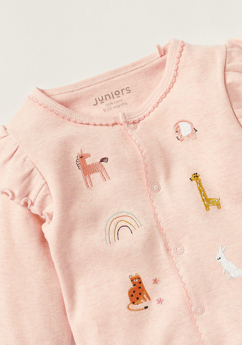 Juniors Embroidered Romper with Long Sleeves and Frill Detail-Sleepsuits-image-1