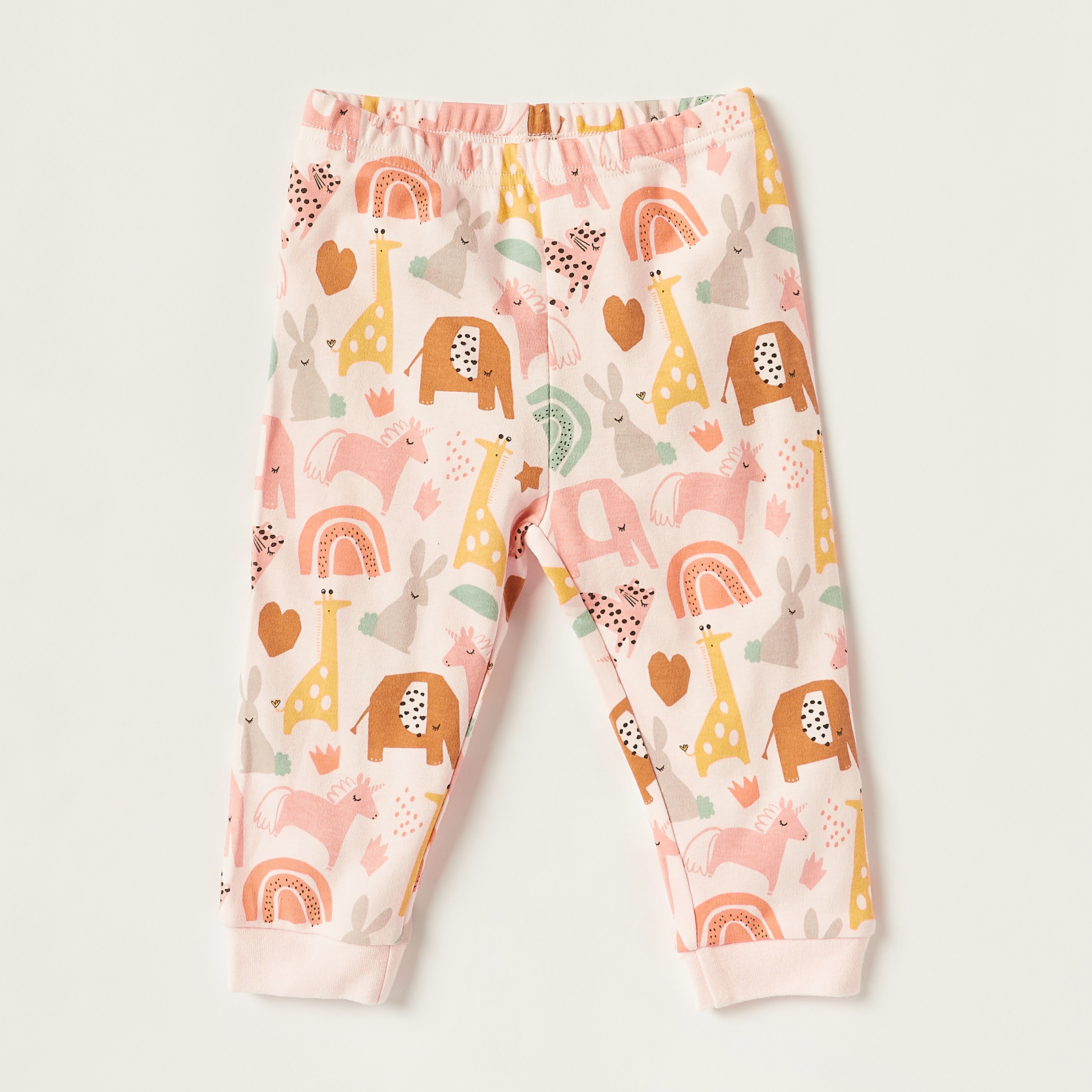 Juniors Animal Print Round Neck T-shirt and Full Length Pyjama Set-baby-girls-clothing-nightwear-pyjamasets-image-5