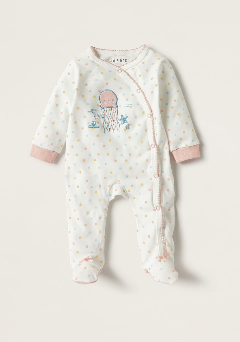 Juniors All-Over Polka Dot Print Sleepsuit with Applique Detail-Sleepsuits-image-0