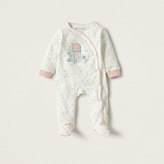 Juniors All-Over Polka Dot Print Sleepsuit with Applique Detail