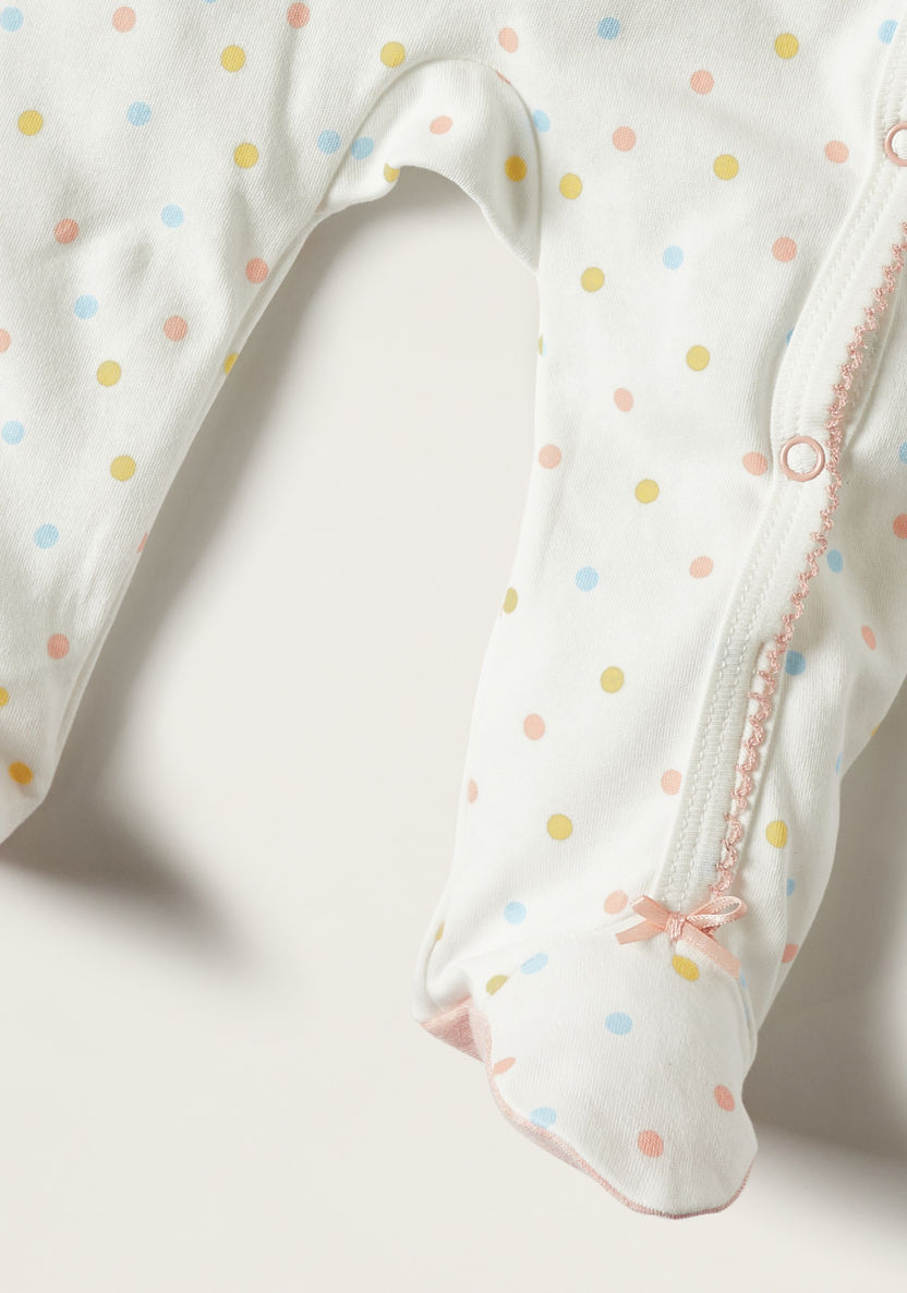 Juniors All-Over Polka Dot Print Sleepsuit with Applique Detail-Sleepsuits-image-2