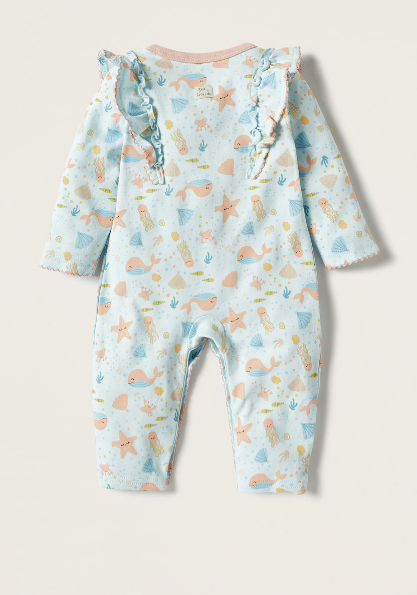 Juniors All-Over Graphic Print Sleepsuit with Ruffle Detail-Sleepsuits-image-3