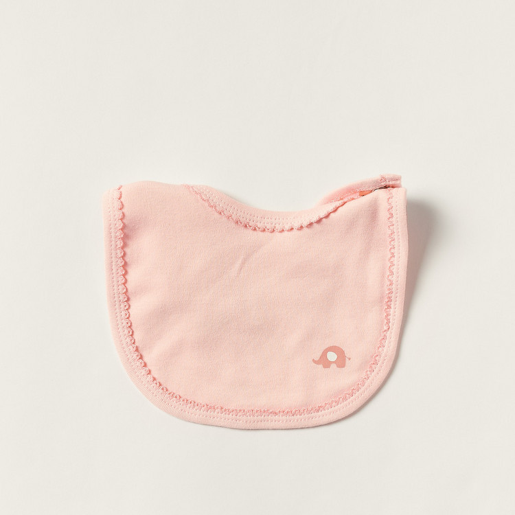Juniors Solid Lace Detail Bib with Snap Button Closure