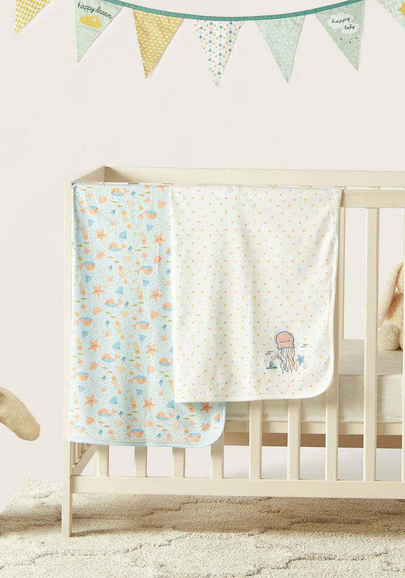 Juniors Printed 2-Piece Receiving Blanket Set - 70x70 cm-Blankets and Throws-image-0