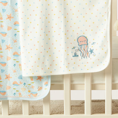 Juniors Printed 2-Piece Receiving Blanket Set - 70x70 cm-Blankets and Throws-image-2
