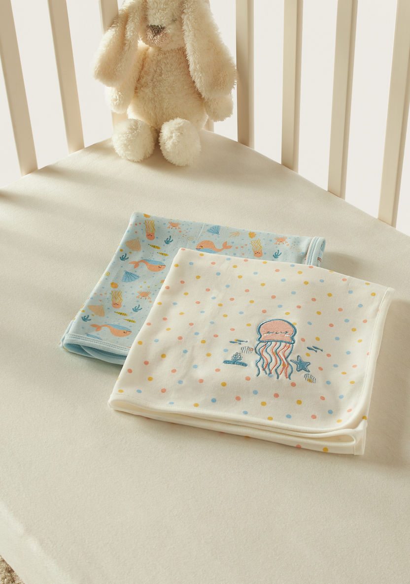 Juniors Printed 2-Piece Receiving Blanket Set - 70x70 cm-Blankets and Throws-image-3