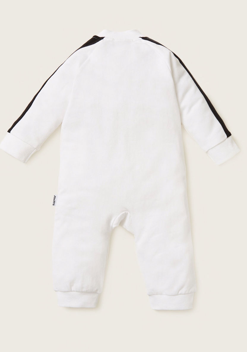Juniors Text Print Sleepsuit with Long Sleeves and Zip Closure-Sleepsuits-image-3