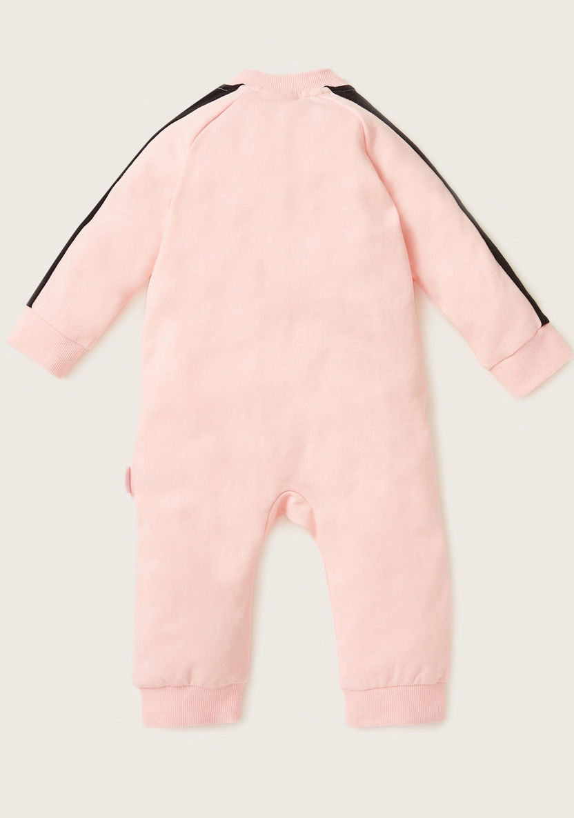 Juniors Text Print Sleepsuit with Long Sleeves and Zip Closure-Sleepsuits-image-3