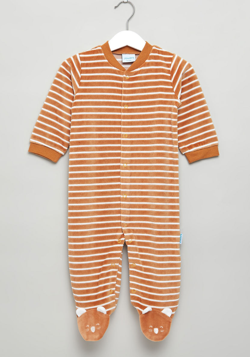 Juniors Striped Closed Feet Sleepsuit with Long Sleeves-Sleepsuits-image-0