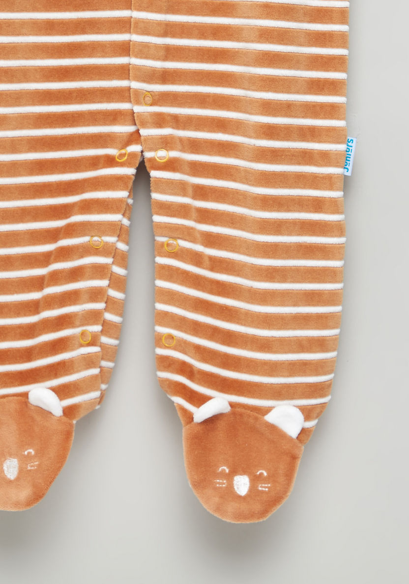 Juniors Striped Closed Feet Sleepsuit with Long Sleeves-Sleepsuits-image-3