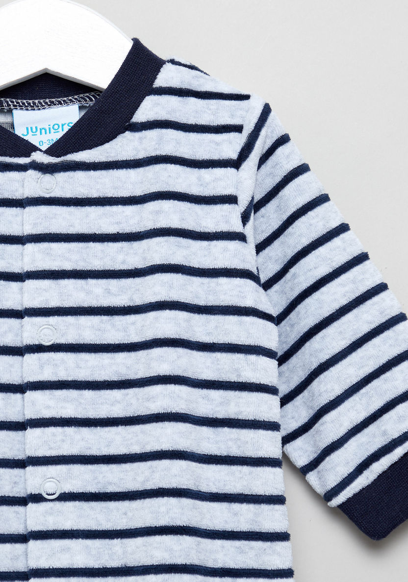 Juniors Striped Sleepsuit with Round Neck and Long Sleeves-Sleepsuits-image-1