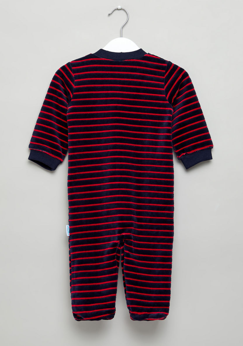 Juniors Striped Closed Feet Sleepsuit with Round Neck and Long Sleeves-Sleepsuits-image-2