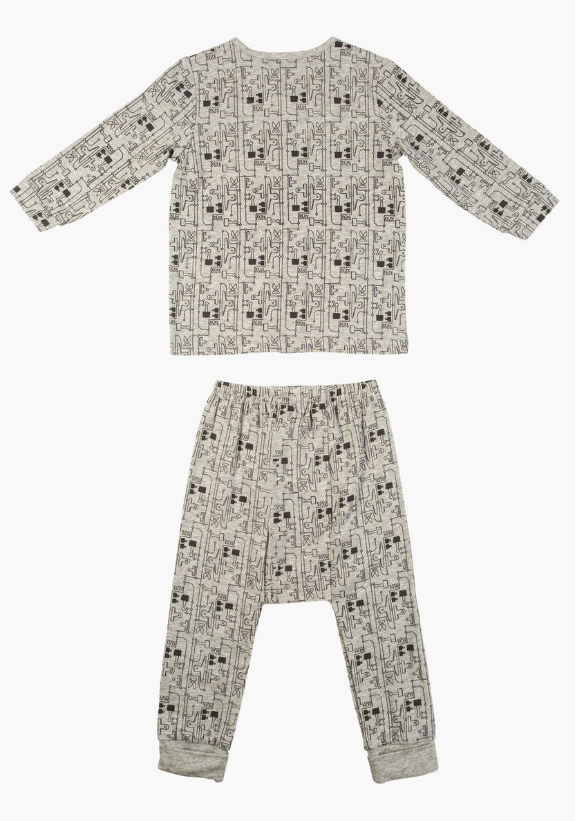 Juniors Printed Front Open T-shirt and Pyjama Set-Pyjama Sets-image-1