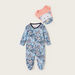 Juniors Floral Print Closed Feet Sleepsuit and Bib Set-Sleepsuits-thumbnail-0