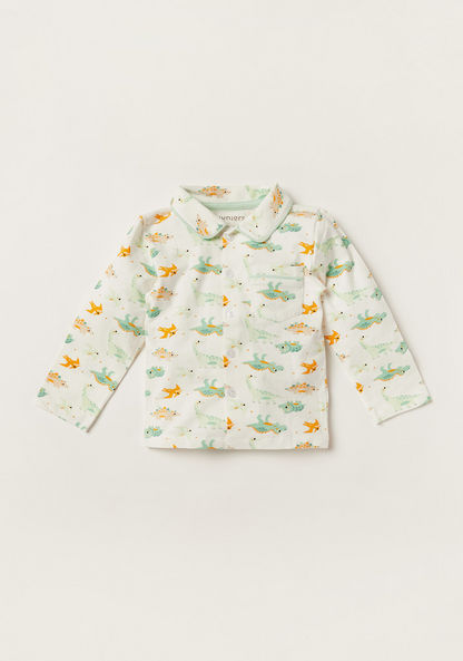 Juniors Dinosaur Print Long Sleeve Shirt and Pyjama Set-Pyjama Sets-image-1