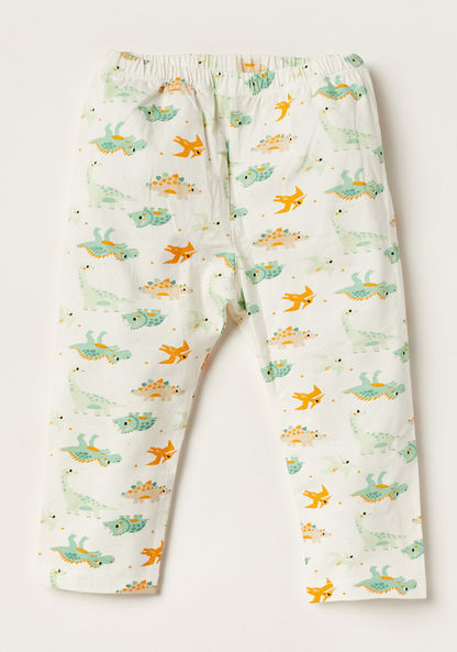 Juniors Dinosaur Print Long Sleeve Shirt and Pyjama Set-Pyjama Sets-image-2