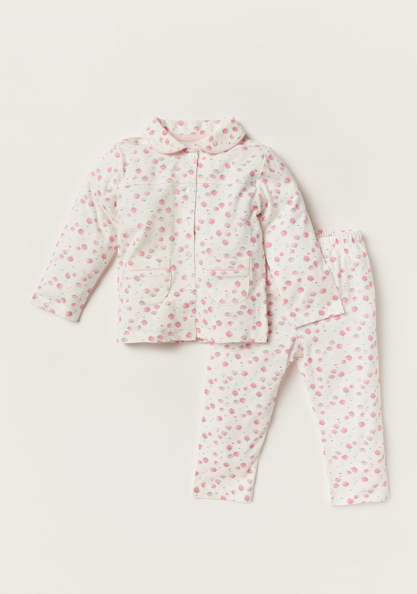 Juniors Berry Print Long Sleeve Shirt and Pyjama Set-Pyjama Sets-image-0