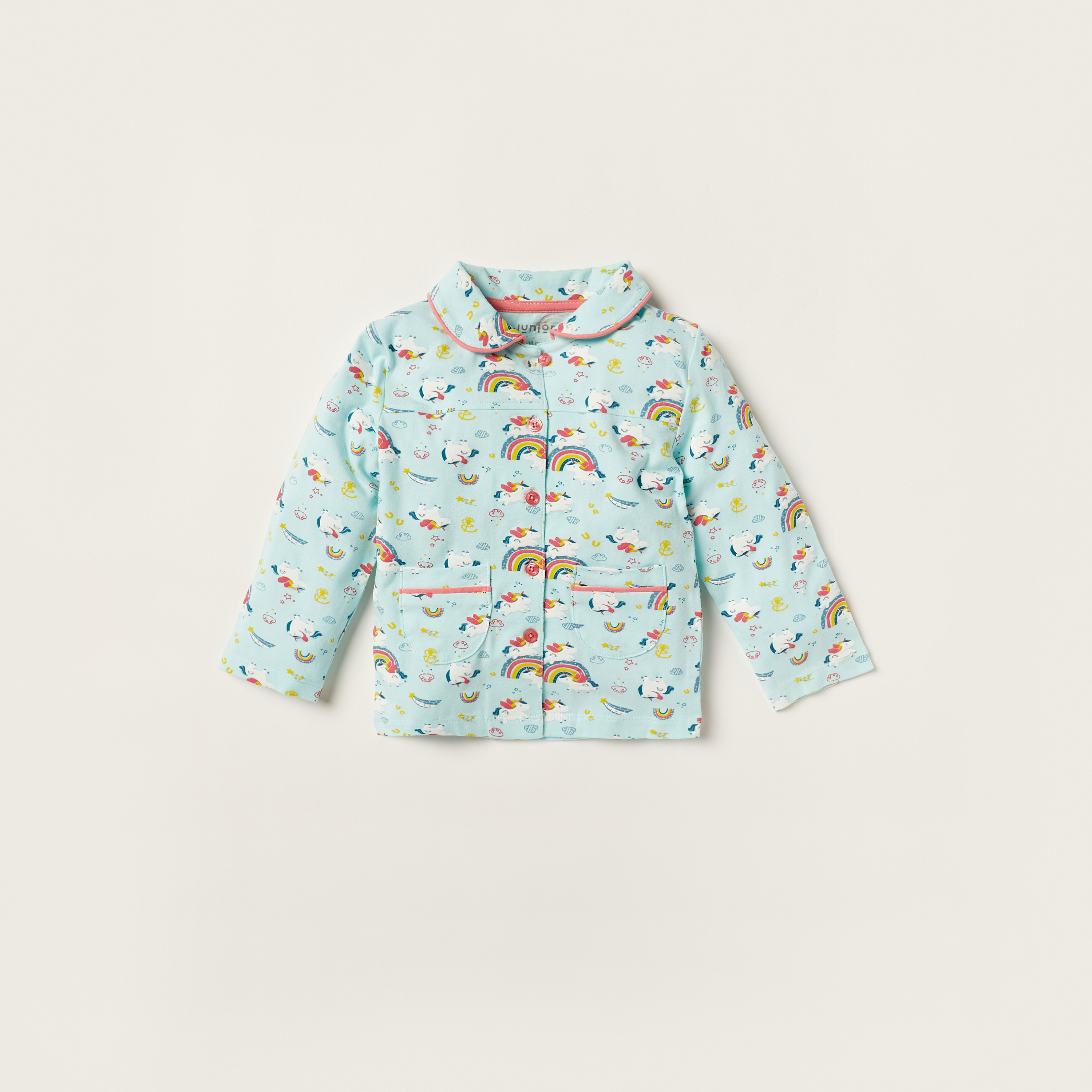 Juniors Unicorn Print Long Sleeves Shirt and Pyjama Set-baby-girls-clothing-nightwear-pyjamasets-image-2
