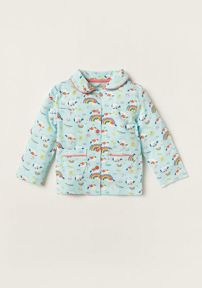 Juniors Unicorn Print Long Sleeves Shirt and Pyjama Set-Pyjama Sets-image-1