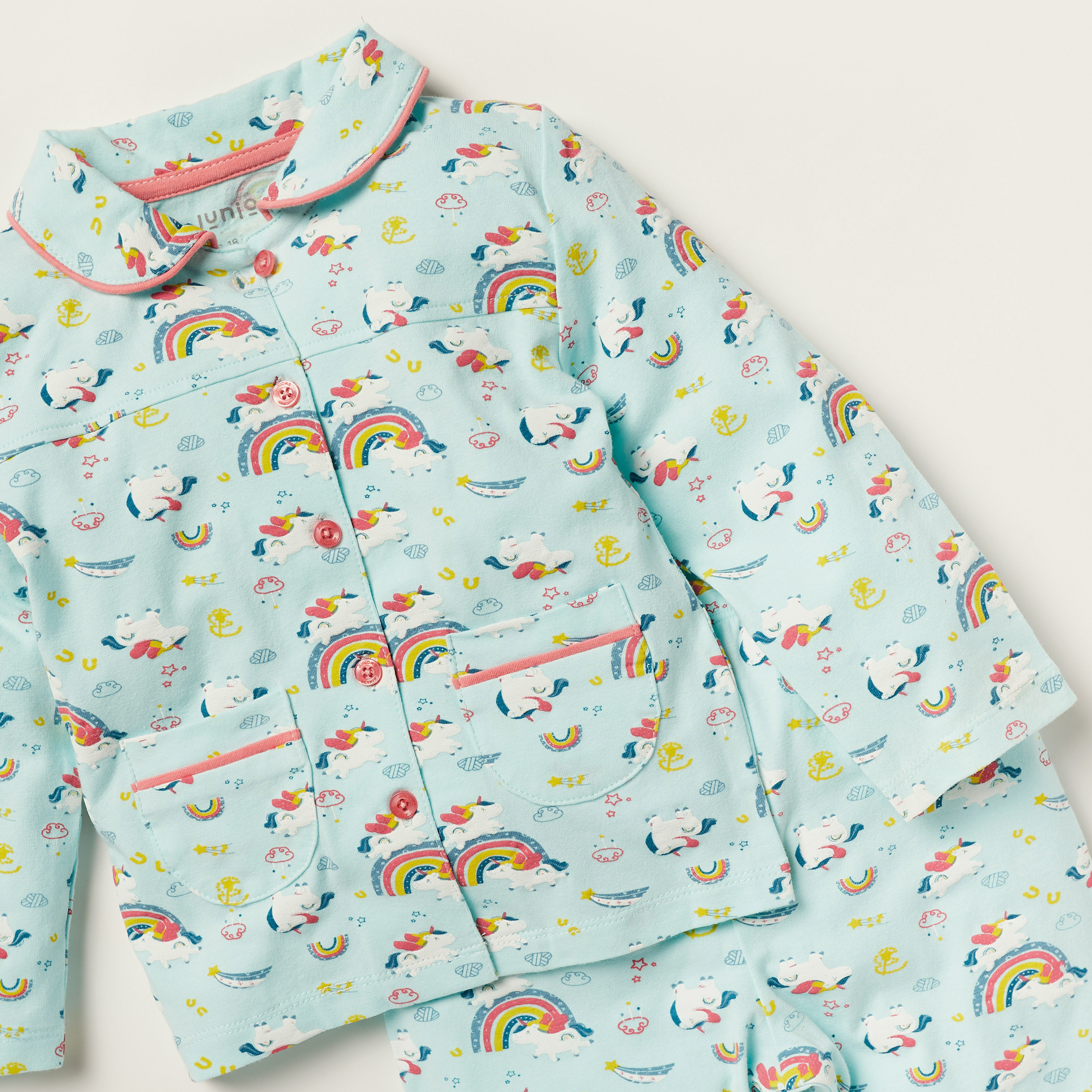 Juniors Unicorn Print Long Sleeves Shirt and Pyjama Set-baby-girls-clothing-nightwear-pyjamasets-image-4