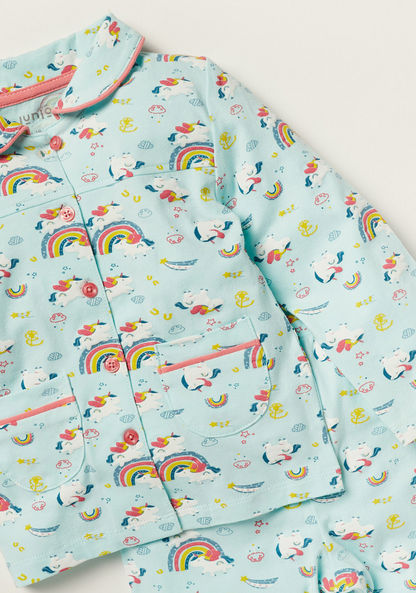 Juniors Unicorn Print Long Sleeves Shirt and Pyjama Set-Pyjama Sets-image-3