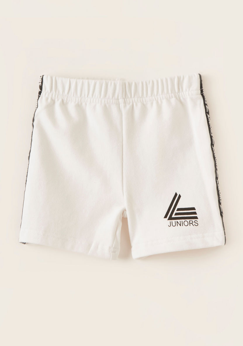 Juniors Logo Print Shorts with Elasticated Waistband and Side Tape Detail-Shorts-image-0