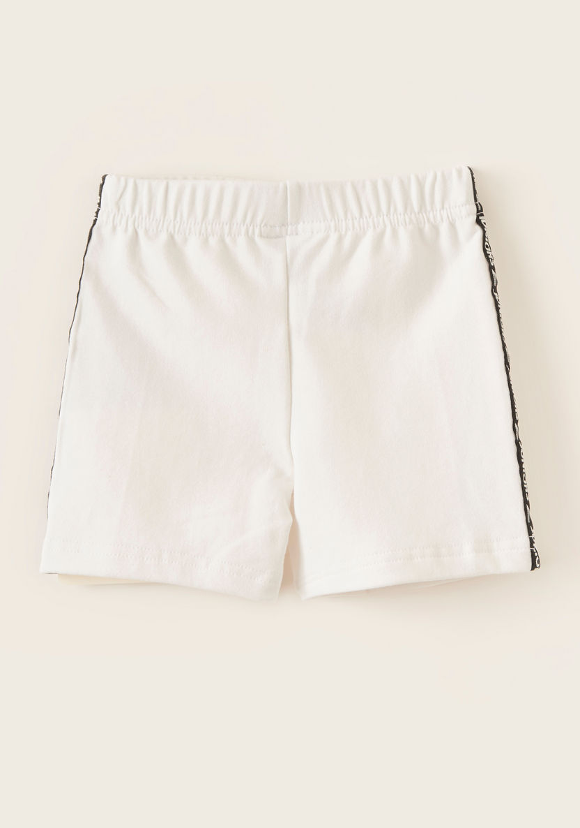 Juniors Logo Print Shorts with Elasticated Waistband and Side Tape Detail-Shorts-image-2