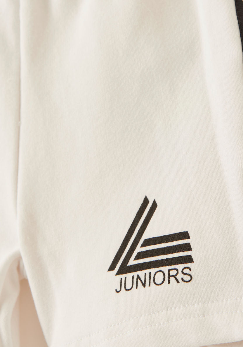 Juniors Logo Print Shorts with Elasticated Waistband and Side Tape Detail-Shorts-image-3
