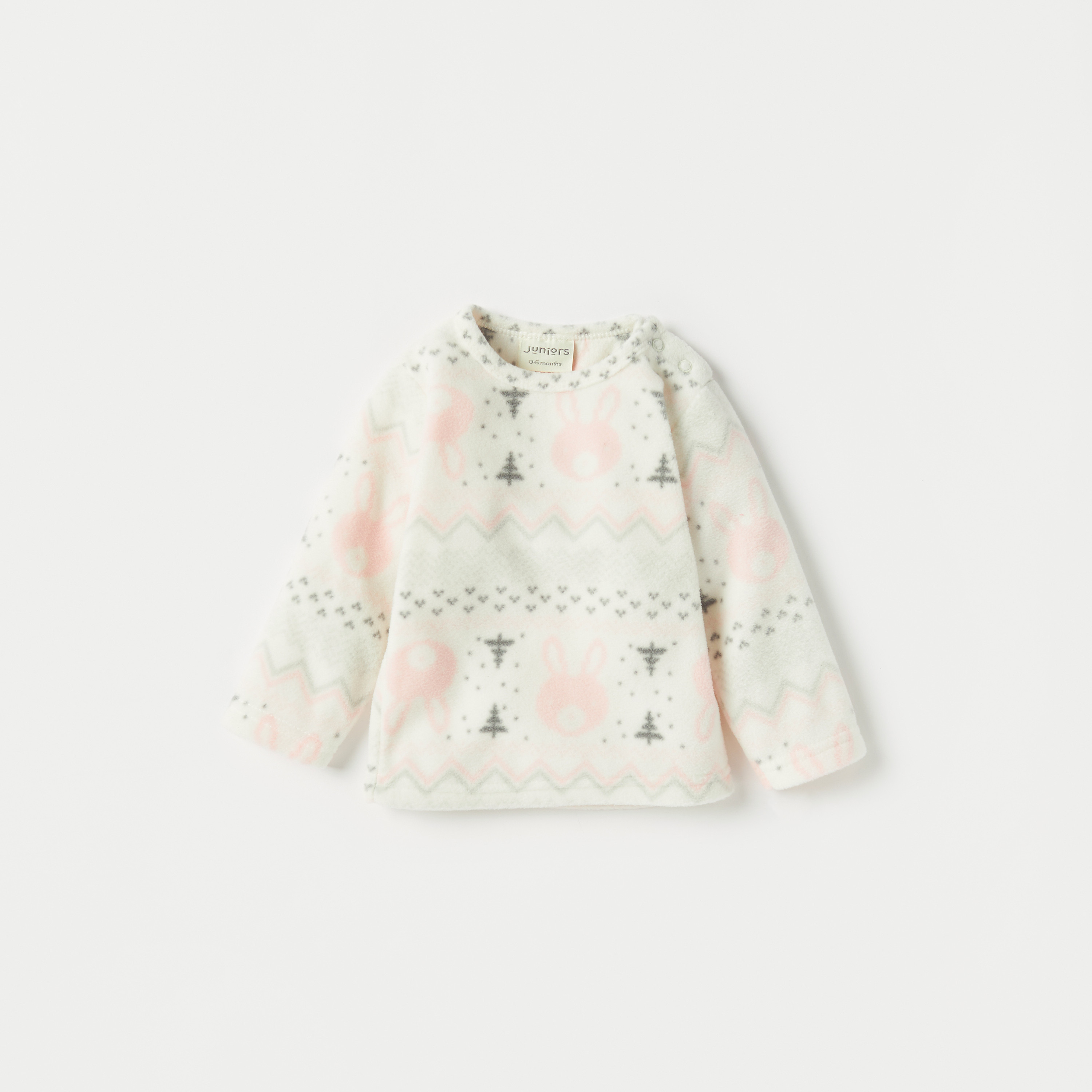 طقم بنطلون بيجاما وتيشيرت صوف بطبعات أرنب من جونيورز-baby-girls-clothing-nightwear-pyjamasets-image-2