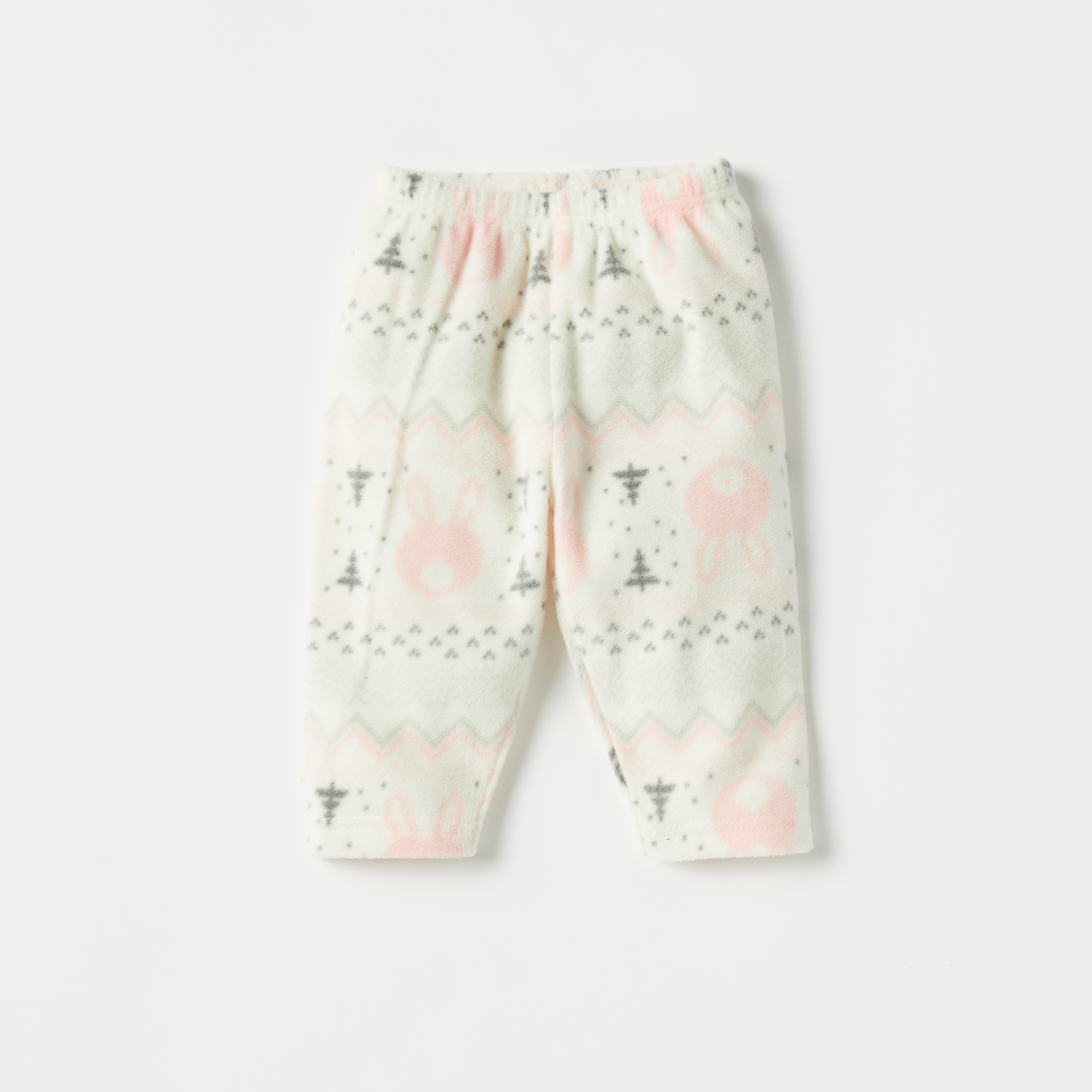 طقم بنطلون بيجاما وتيشيرت صوف بطبعات أرنب من جونيورز-baby-girls-clothing-nightwear-pyjamasets-image-3