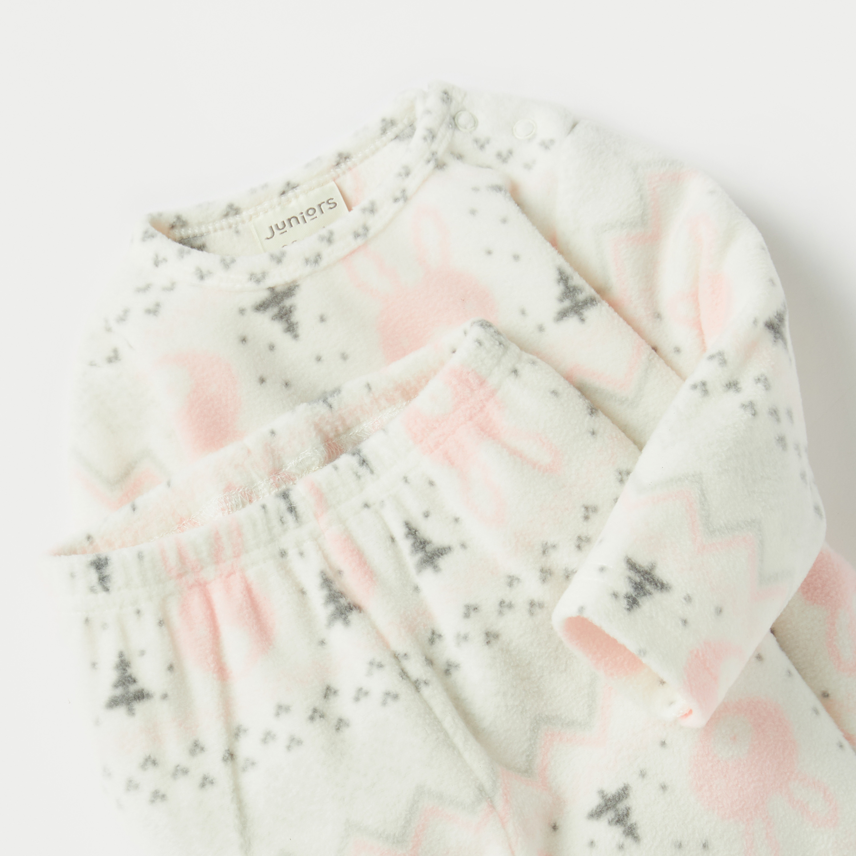 طقم بنطلون بيجاما وتيشيرت صوف بطبعات أرنب من جونيورز-baby-girls-clothing-nightwear-pyjamasets-image-4