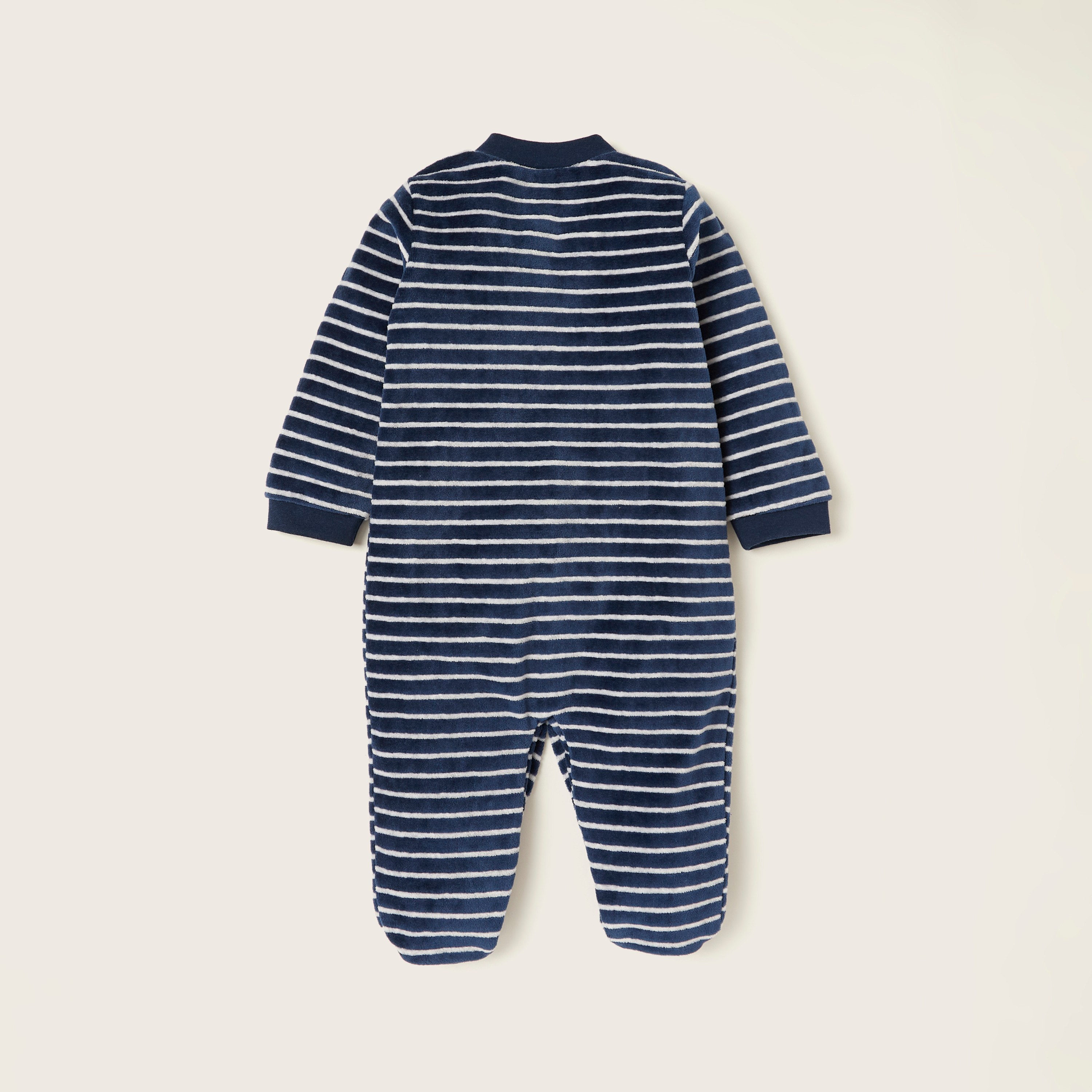 بدلة نوم مخططة بأقدام مغلقة وأكمام طويلة من جونيورز-baby-boys-clothing-nightwear-sleepsuits-image-4