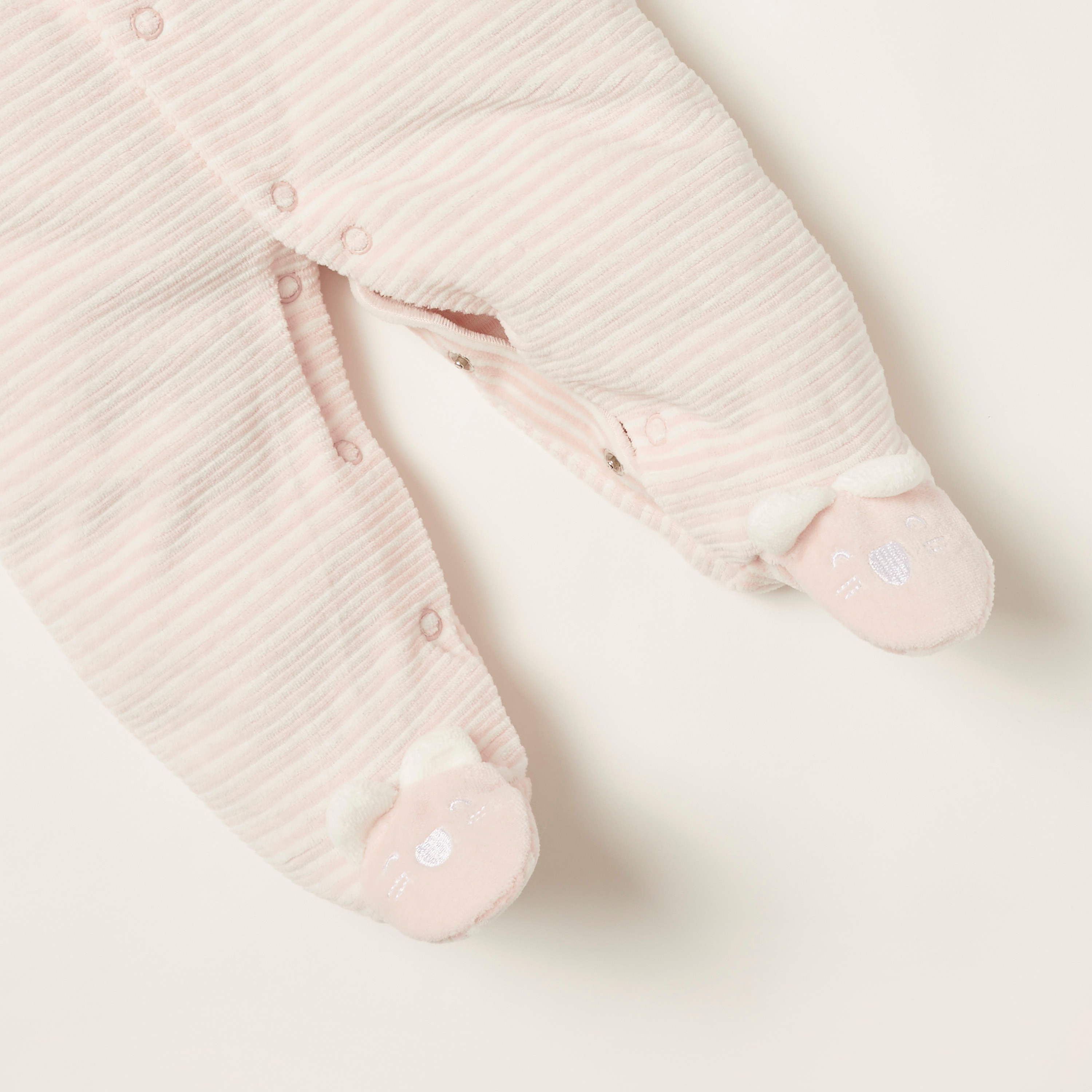 Juniors Striped Closed Feet Sleepsuit with Long Sleeves-baby-girls-clothing-nightwear-sleepsuits-image-3