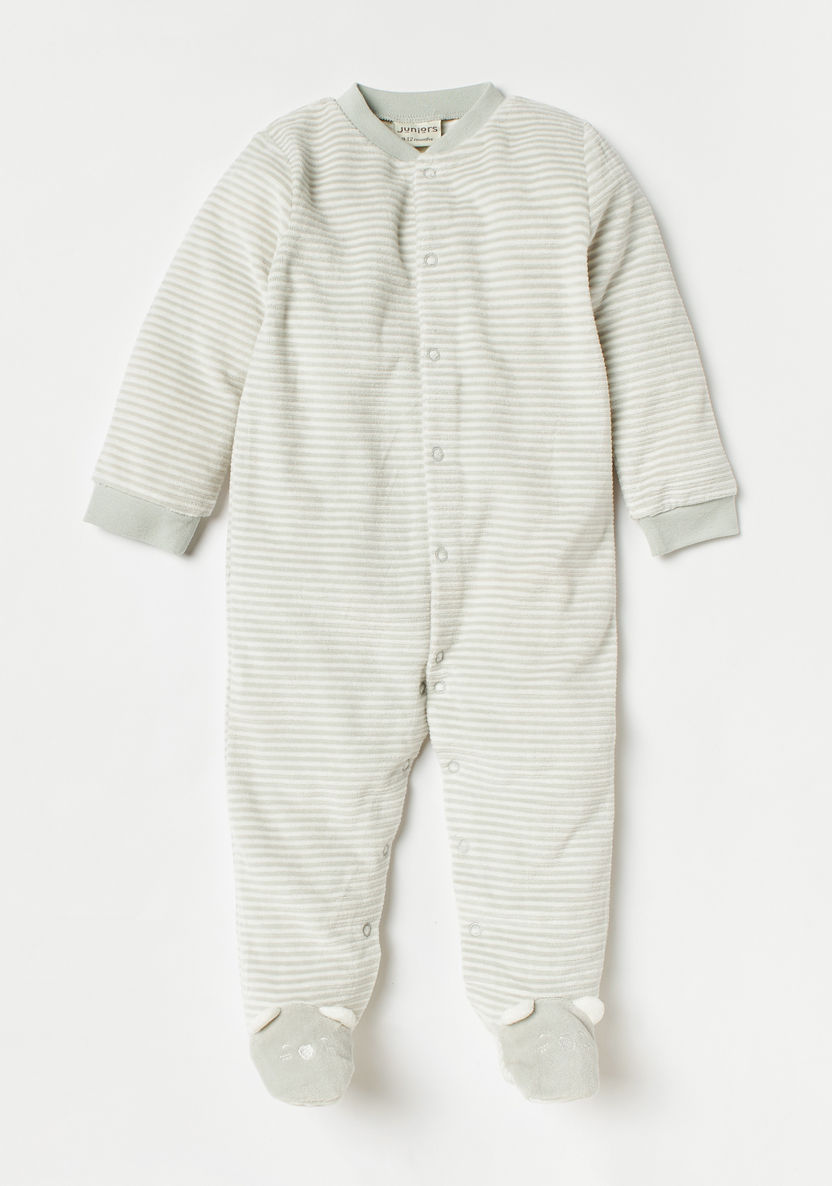 Juniors Striped Closed Feet Sleepsuit with Long Sleeves-Sleepsuits-image-0