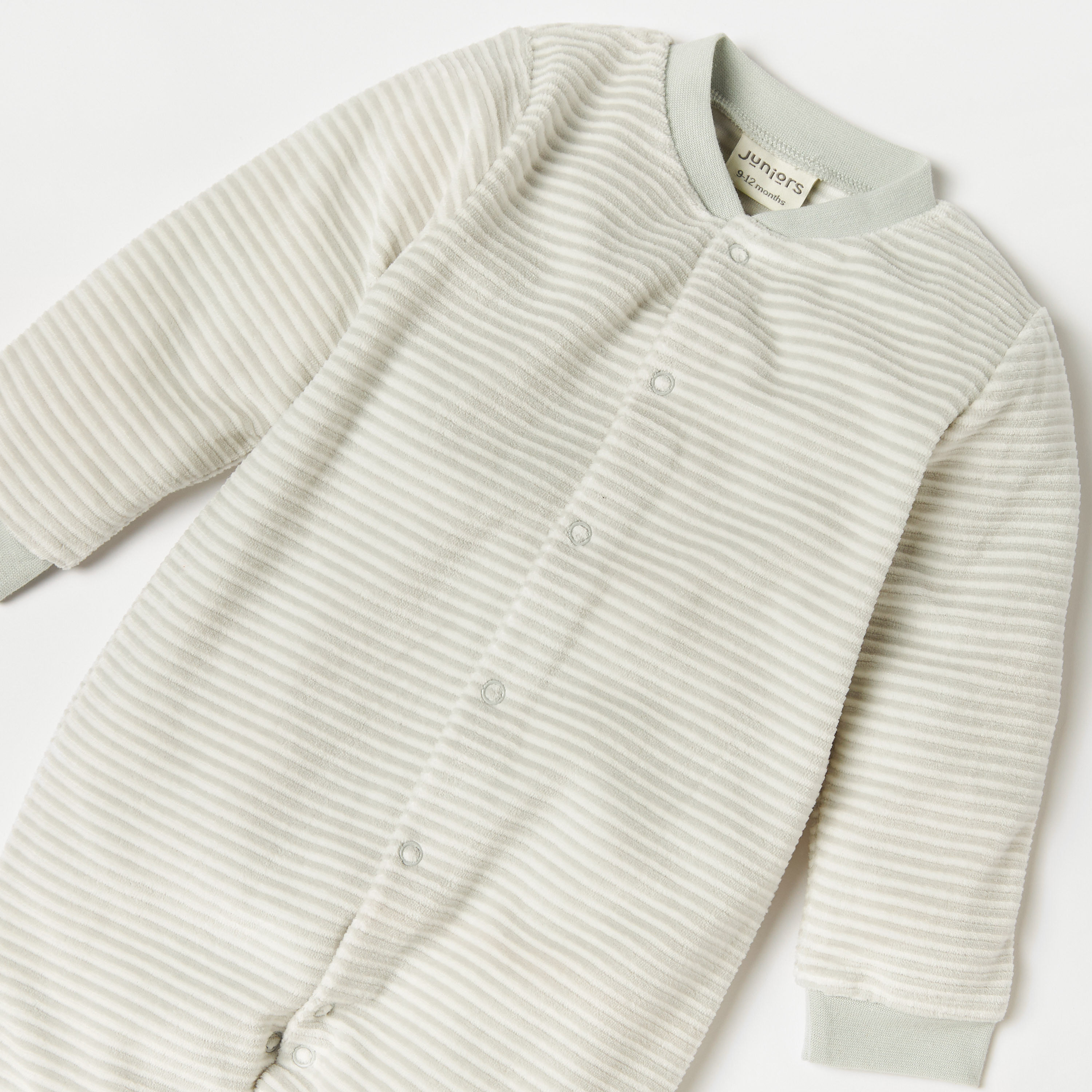 Juniors Striped Closed Feet Sleepsuit with Long Sleeves-baby-girls-clothing-nightwear-sleepsuits-image-2